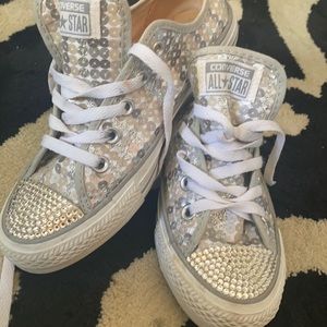 Crystal Swarovski Converse Silver Sequins Size 6